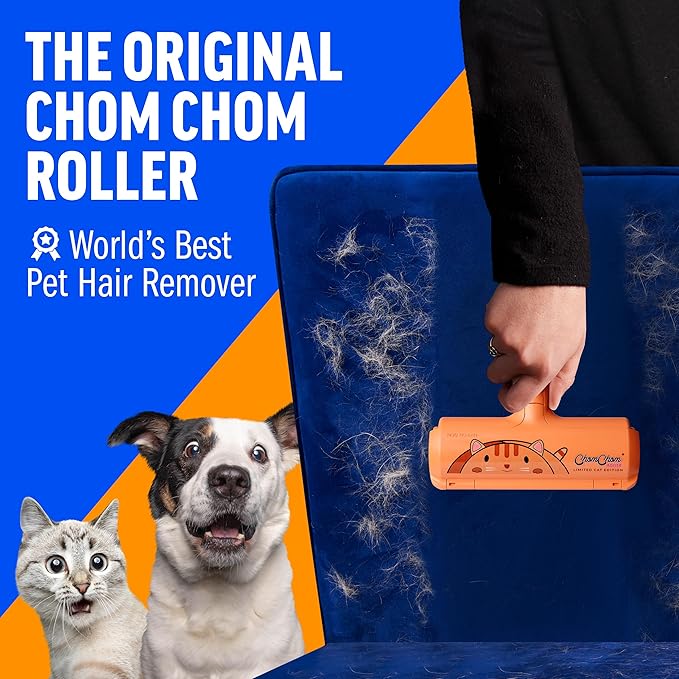ChomChom Roller Pet Hair Remover - Reusable Cat and Dog Lint Rollers for Furniture, Couch, Car, and Clothes - Limited Cat Edition﻿-Mewly Pet