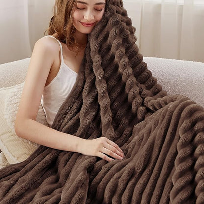 Bedsure GentleSoft Fondue Fudge Fleece Blanket for Couch - Cozy Soft Blankets for Women, Cute Small Throws for Girls, 50x70 Inches