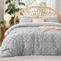 Bedsure Queen Comforter Set - Light Grey Comforter, Boho Tufted Shabby Chic Bedding for Kids, 3 Pieces Vintage Farmhouse Bed Set for All Seasons, Fluffy Soft Bedding with 2 Pillow Shams