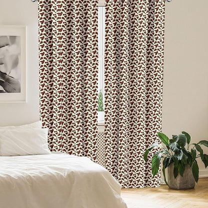 Ambesonne Cow Print Window Curtains, Cattle Skin with Brown Spots Agriculture Cow Oxen Hide Camouflage Pattern, Lightweight Decor 2-Panel Set with Rod Pocket, Pair of - 28" x 95", White Brown
