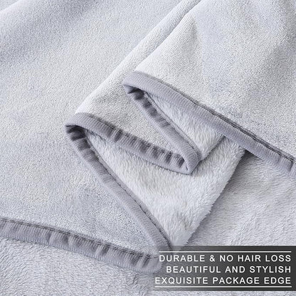 Polar Fleece Blankets Twin Size for The Bed Extra Soft Brush Fabric Super Warm Sofa Blanket 66" x 90"(Light Gray Twin)