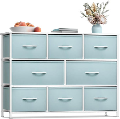 Sorbus Kids Dresser with 8 Drawers - Chest Organizer Unit with Steel Frame Wood Top & Handle, Fabric Bins for Clothes - Wide Furniture for Bedroom Hallway Kids Room Nursery & Closet