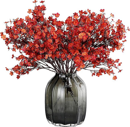 JAKY-Global Babys Breath Silk Artificial Flowers Bulk 20pcs for Fall Decor Fake Flower Bouquet Bulk for Home Kitchen Indoor Bouquet Floral Arrangement Table Centerpieces Party Decor(Burnt Red Brown)
