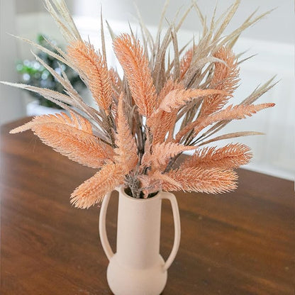 7 PCS Artificial Fall Stem Fake Plants, 26 in Fake Leaves Autumn Greenery Branches Orange Flowers Faux Foliage DIY Stems for Vase Thanksgiving Home Kitchen Office Indoor Centerpiece Table Decoration