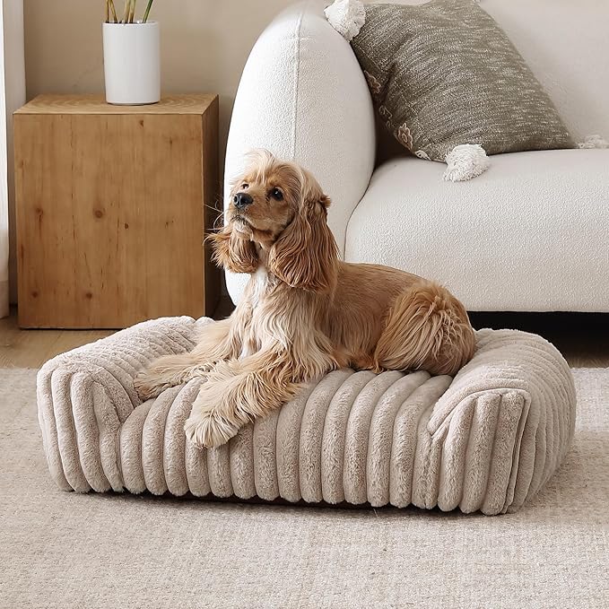 Arlee Saddle Sofa Memory Foam Pet Bed, Comfortable & Washable, Ideal for Dogs and Puppies, Extra Comfort, Couch Design, Crate & Kennel Furniture, Pet Supplies & Essentials, Tan, Medium-Mewly Pet