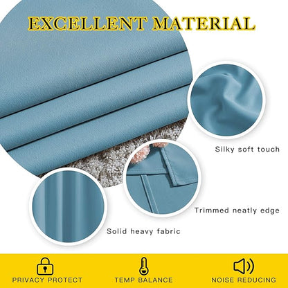NICETOWN Teal Blue Curtains 96 inches Long, Grommet Thermal Insulated Blackout Curtains Privacy Window Treatments for Boys Room/Living Room, W46 x L96, 2 Panels