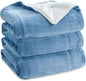 Bedsure GentleSoft Sherpa Fleece Blankets King Size for Bed - Thick and Warm, Soft Fuzzy Plush King Blanket for Winter, Washed Blue, 108x90 Inches
