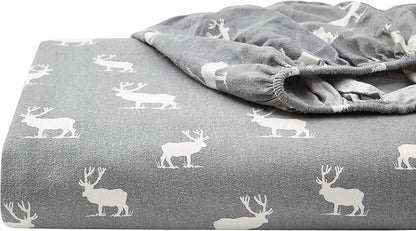 Eddie Bauer - Twin Sheets, Cotton Flannel Bedding Set, Brushed For Extra Softness, Cozy Home Decor (Elk Grove, Twin)