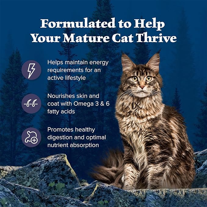 Blue Buffalo Wilderness Natural Mature Dry Cat Food for Cats 7+ Years, High-Protein and Grain-Free Diet, Supports Immune System Health and Energy to Stay Active, Chicken, 5-lb. Bag-Mewly Pet