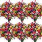 SHareconn 48 Bundles Artificial Flowers for Outdoors, Faux Plants Fake Silk Colorful Daisy Eucalyptus Lavender, UV Resistant for Outside Home Porch Patio Spring Decor, RedRosyPurpleYellowPinkWhite