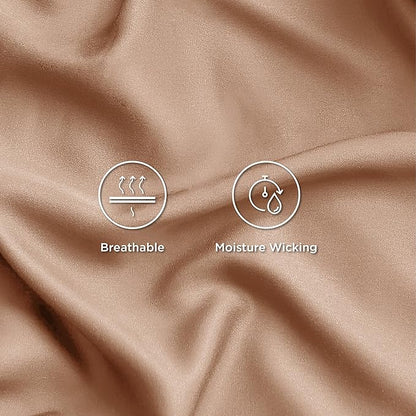 Bedsure Cooling Sheets Twin, Rayon Derived from Bamboo, Breathable & Soft Twin Sheets Set, Deep Pocket Up to 16 Inches, Hotel Luxury Silky Bedding for Hot Sleepers, Khaki
