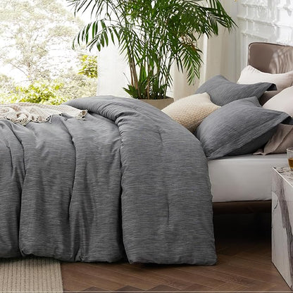 Bedsure California King Comforter Set -Charcoal Grey Soft Bedding for All Seasons, Cationic Dyed Bed Set, 3 Pieces, 1 California King Size Comforter (104"x96") and 2 Pillow Shams (20"x36"+2")