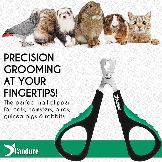 Candure Cat Nail Clippers for Cats, Rabbits, Hamsters, Birds - Stainless Steel Trimmer with Precise Angled Edges for Easy & Safe At-Home Grooming-Mewly Pet