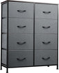 WLIVE Fabric Dresser for Bedroom, Tall Dresser with 8 Drawers, Storage Tower with Fabric Bins, Double Dressers, Chest of Drawers for Closet, Living Room, Hallway, Dark Gray