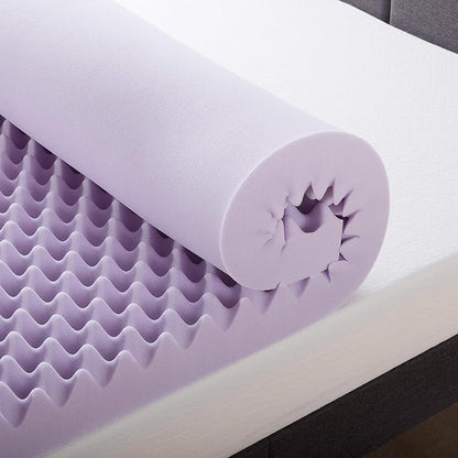 Best Price Mattress 4 Inch Egg Crate Memory Foam Mattress Topper with Soothing Lavender Infusion, CertiPUR-US Certified, Dorm Essentials, Twin XL