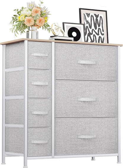 YITAHOME Dresser for Bedroom, 7 Drawers Fabric Dresser, Organizer Unit for Living Room, Hallway, Closets - Sturdy Steel Frame, Wooden Top & Easy Pull Fabric Bins