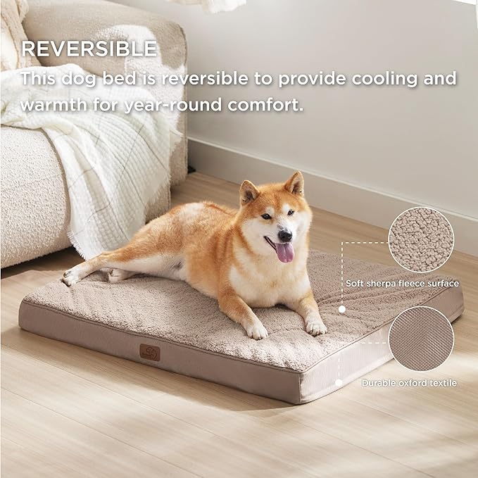 Bedsure Dog Beds Large Sized Dog - Orthopedic Flat Pet Beds with Removable Washable Cover, Egg Crate Foam Puppy Mat, Suitable for Pet Up to 65 lbs-Mewly Pet