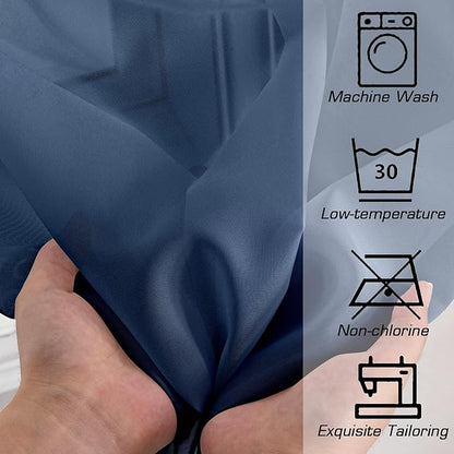 OWENIE Blue Sheer Curtains, Sheer Curtains 78 inches Long 2 Panels Set, Rod Pocket Voile Fimly Sheer Drapes for Living Room/Bedroom, 2pcs, Each 42" W x 78" L, Navy Blue