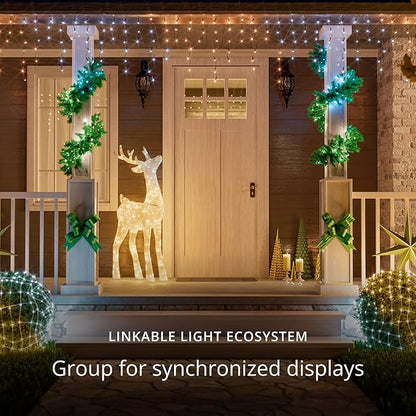 Twinkly Strings 400 White LED, LED Light String for Outdoor and Indoor, Warm to Cool White Christmas Lights, Mappable LEDs, Compatible with Alexa, Google Home, IP44, App Control, Black Wire, 105ft