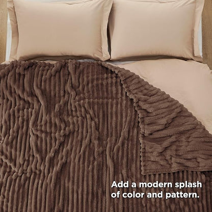 Bedsure GentleSoft Fondue Fudge Fleece Blanket for Couch - Cozy Soft Blankets for Women, Cute Small Throws for Girls, 108x90 Inches