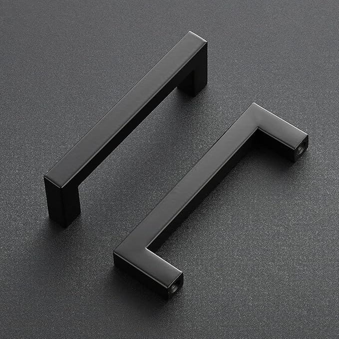 Ravinte 3 Pack 4 Inch Kitchen Square Cabinet Handles Matte Black Cabinet Pulls Black Drawer Pulls Cupboard Hardware Kitchen Handles