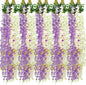 Giegxin 24 Pcs Artificial Wisteria Hanging Flowers 3.6 ft Artificial Fake Wisteria Vine Rattan Hanging Garland Silk Flowers String for Wall Home Wedding Party Greenery Decorations (Purple,White)