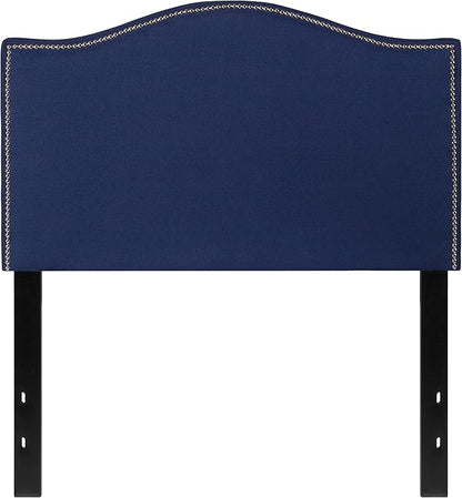 Flash Furniture Lexington Upholstered Twin Size Headboard with Accent Nail Trim in Navy Fabric