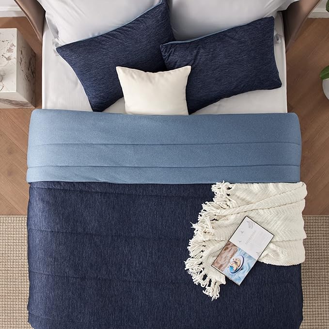 Bedsure California King Comforter Set - Cooling and Warm Bed Set, Navy Blue Reversible Bedding for All Season, 3 Pieces, 1 California King Size Comforter (104"x96") and 2 Pillow Cases (20"x36")