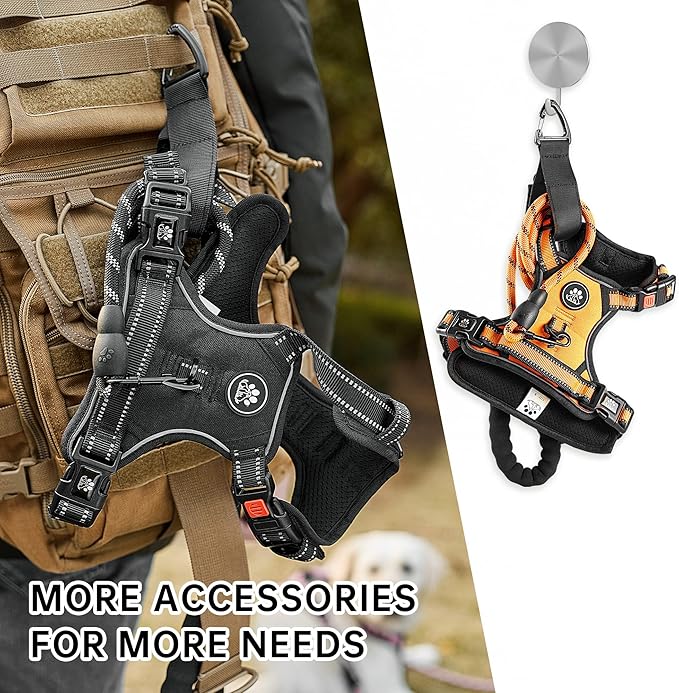 NESTROAD No Pull Dog Harness,Adjustable Oxford Dog Vest Harness with Leash,Reflective No-Choke Pet Harness with Easy Control Soft Handle for Large Dogs(X-Large,Orange)-Mewly Pet