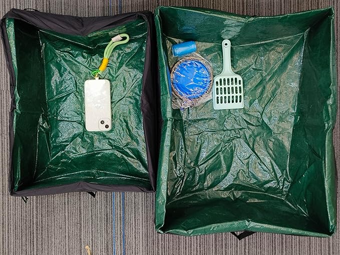 Travel Litter Box for Cats, Foldable Portable Litter Box, Leak Proof Cat Travel Carrier with Kitty Litter Scoop Bowl, Collapsible Waterproof Odor Free Easy Carrier for Car Outdoor, X-Large-Mewly Pet