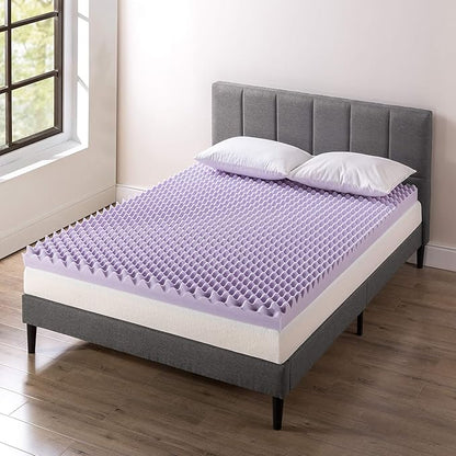 Best Price Mattress 4 Inch Egg Crate Memory Foam Mattress Topper with Soothing Lavender Infusion, CertiPUR-US Certified, Dorm Essentials, Twin