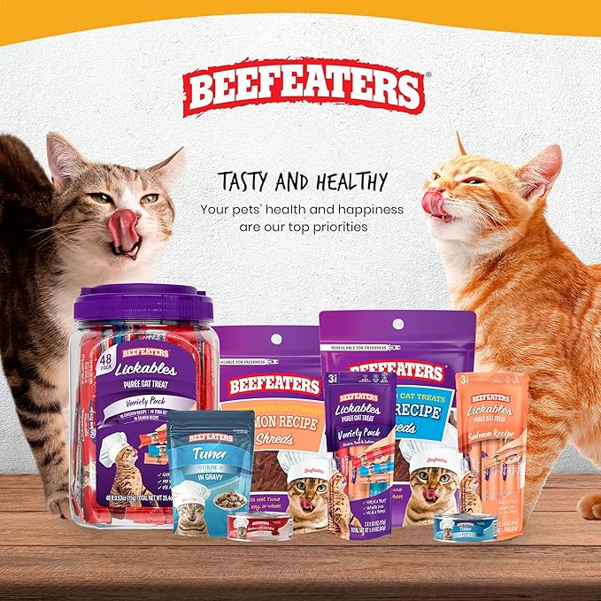 Beefeaters Cat Treats Lickable Puree 1.59oz (12-Pack) – Chicken, Grain-Free, Taurine-Enriched, Ideal for Training & Interactive Feeding-Mewly Pet