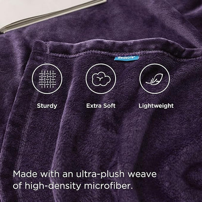 Bedsure GentleSoft Fleece Blanket Twin Size Purple - 300GSM Lightweight Plush Fuzzy Cozy Soft Warm Blanket for Bed, Sofa, Couch, Travel, Camping, 60x80 inches
