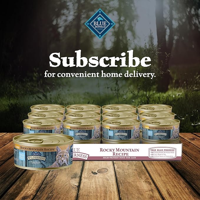 Blue Buffalo Wilderness Rocky Mountain Recipe Natural High Protein Wet Food for Adult Cats, Trout in Tasty Gravy, 5.5-oz cans, Pack of 24-Mewly Pet