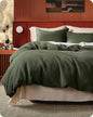 Bedsure Cotton Duvet Cover Set - 100% Cotton Waffle Weave Olive Green Duvet Cover Oversized Queen Size, GentleSoft™ and Breathable Bedding Set for All Season, 3 Pieces, 98"x98"