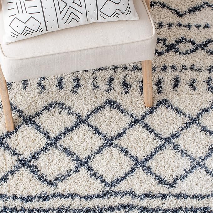 SAFAVIEH Arizona Shag Collection Area Rug - 2'3" x 12' Runner, Ivory & Slate, Non-Shedding & Easy Cleaning, Plush Thick Pile, Ideal for Living Room, Bedroom, Dining Space (ASG741M)