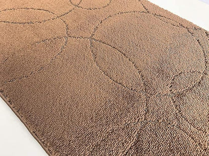 Custom Size Modern Geometric Pattern Carpet Runner Rug for Hallways, Slip Resistant Latex Rubber Backed, 31 inch Wide X Customized Length, Circles Brown, 31 inch X 5 feet