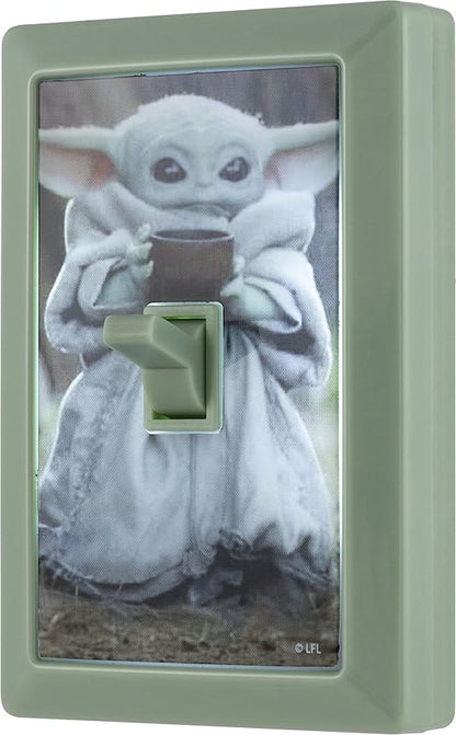 STAR WARS The Child Wall Switch, Battery Operated, Night Light, Wireless, Baby Yoda, Mandalorian, ON/Off, LED Light Switch, Perfect for Bedrooms, Bathrooms, Nursery, Game Room and More, 53291