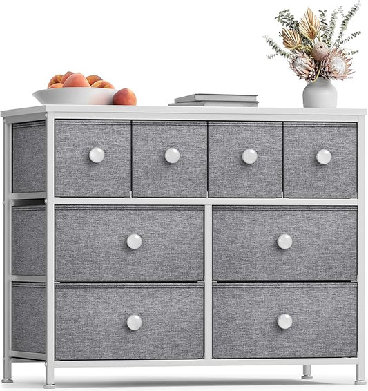 Sorbus Dresser with 8 Drawers - Chest Clothing Organizer Unit with Steel Frame Wood Top Knob Handle Easy Pull Fabric Bins - Large Storage Furniture for Bedroom, Hallway, Living Room, Nursery & Closet