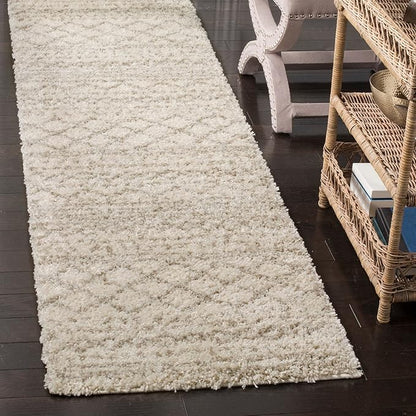 SAFAVIEH Arizona Shag Collection 5'1" Round Ivory/Beige ASG741A Moroccan Non-Shedding Living Room Bedroom Dining Room Entryway Plush 1.6-inch Thick Area Rug