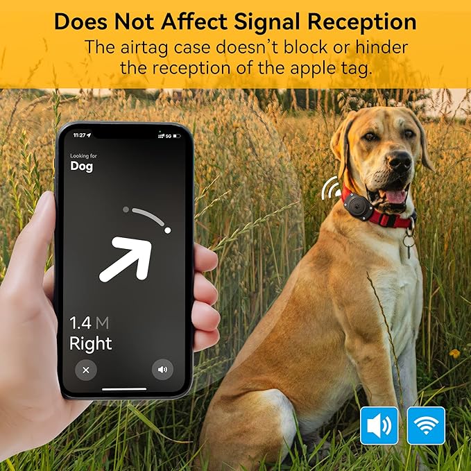 IPX8 Waterproof Airtag Dog Collar Holder [Metal Back Plate] Ultra-Durable Dog & Cat Collars Mount for AirTag, Suitable for All Widths of Collars (2 Pack)-Mewly Pet