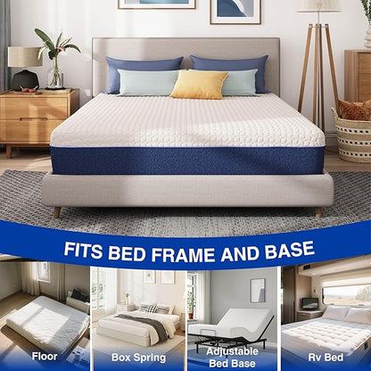 10 Inch King Size Mattress, Gel Cooling Memory Foam Mattress in A Box, Medium Firm Feel for Back Pain Relief, CertiPUR US Certified
