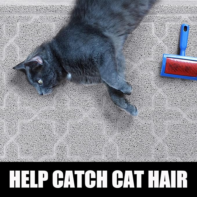 Yimobra Cat Litter Mat, 24"x20" Litter Mat with Litter Lock Mesh, Soft Cat Litter Mat Litter Trapping Mat, Easy to Clean, Non-Slip, Water Resistant, Litter Free Floors, Grey-Mewly Pet