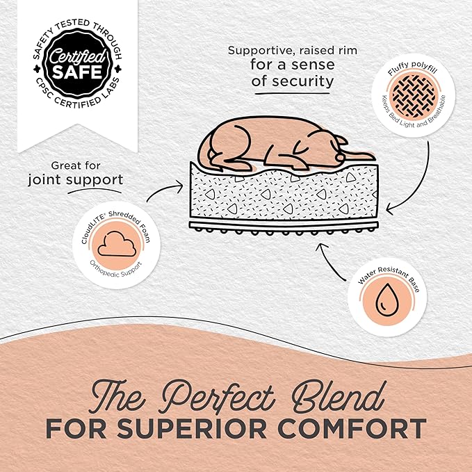 Best Friends by Sheri Lux Lounge Bed Calming Faux Fur Dog Bed, Oyster, Cream, Medium, 30" x 20"-Mewly Pet