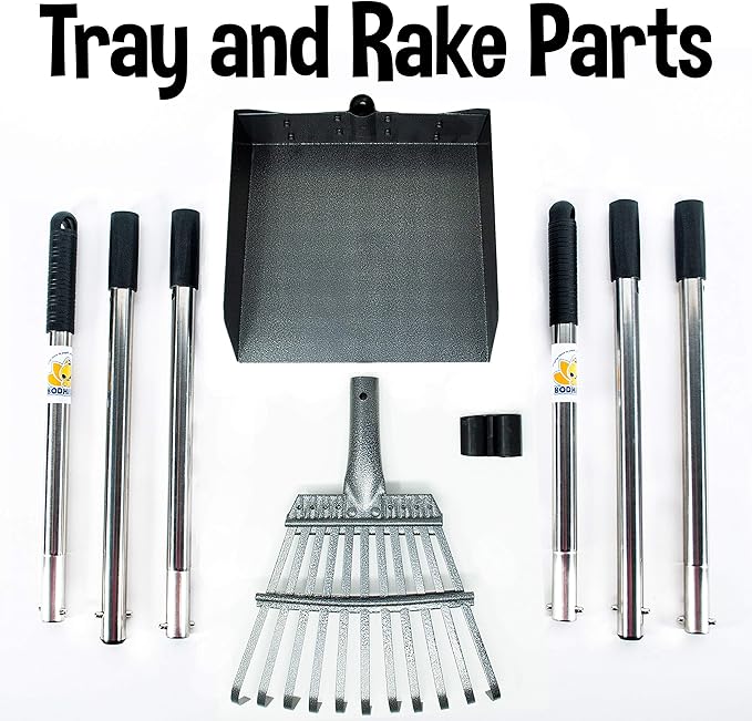 Bodhi Dog Pooper Scooper for Large Dogs - Heavy Duty Metal Poop Scoop w/Long Handle Tray & Rake - Dog Poop Scooper for Yard, Grass, Street, Gravel & Outdoor Areas - Pet Waste Cleanup Tool-Mewly Pet