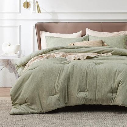 Bedsure California King Comforter Set - Olive Green, 3 Piece Bedding Set, 1 Comforter 104"x96" and 2 Pillow Shams 20"x36"+2"