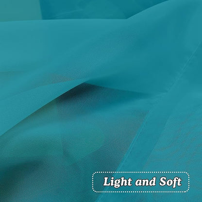 OVZME 2 Panels Turquoise Semi Sheer Valance - Short Curtain Valances for Windows, Basement, Kitchen with Dual Rod Pocket (42 by 14 Inches Long)