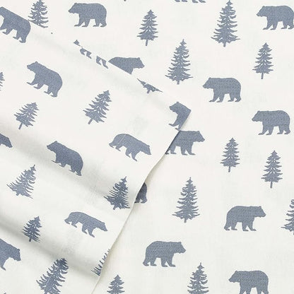 Eddie Bauer - Full Sheets, Cotton Flannel Bedding Set, Brushed For Extra Softness, Cozy Home Decor (Bears & Trees, Full)