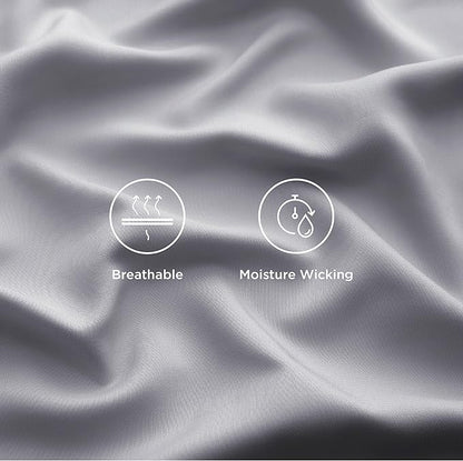 Bedsure Queen Sheets, Rayon Derived from Bamboo, Queen Cooling Sheet Set, Deep Pocket Up to 16", Breathable & Soft Bed Sheets, Hotel Luxury Silky Bedding Sheets & Pillowcases, Silver Grey