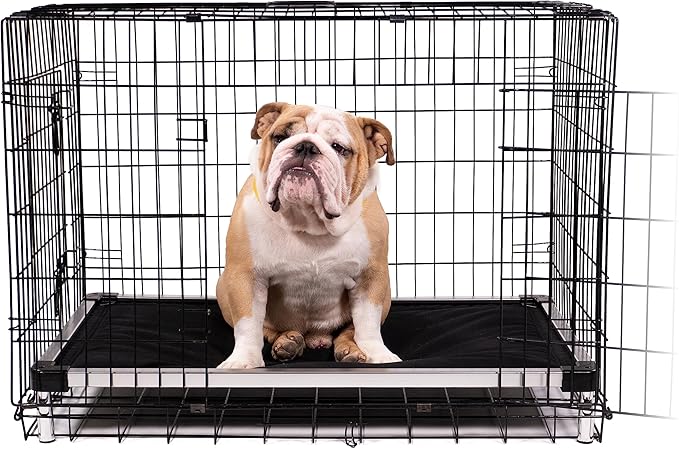 K9 Ballistics Chew Proof Armored Padded Dog Crate Bed, Virtually Indestructible, Legs Included (Obsidian Black, Large (41" L x 27" W x 5" H))-Mewly Pet